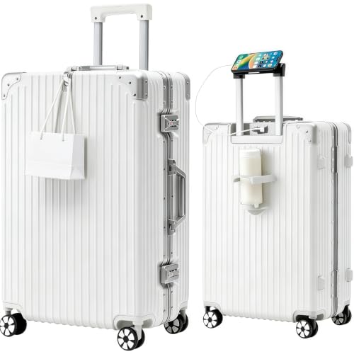 20-Inch Aluminum Frame Hardside Carry On Luggage, White - color: White, size: 20 Inch Carry-on