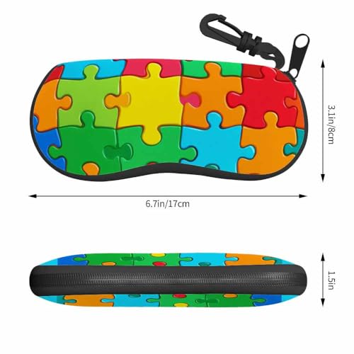 IBILIU Eyeglasses Case Red Pink Rose Ultra Light Neoprene Sunglasses Case With Belt Clip,Soft Reading Glasses Case Women Men - color: Autism Awareness