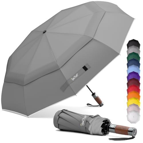 Royal Walk Compact Travel Umbrella for Rain, Windproof, Small & Portable - color: Grey