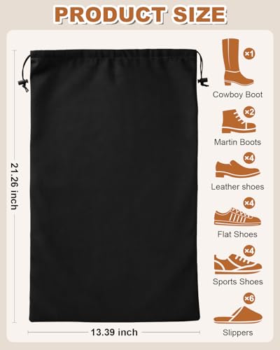 2 Pcs Shoe Bags for Travel, Large Boot Bag, Black Beauty, 21.2x13.3 Inch - color: Black Beauty, size: 21.2"x13.3"