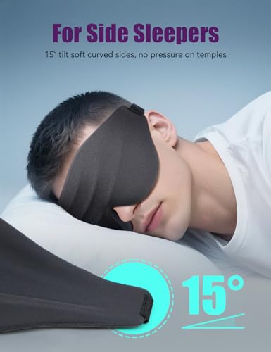 Sleep Eye Mask for Men Women, EVA BELLE Light Blocking Sleeping Mask for Side Sleeper, 3D Contoured Cup Night Blindfold, Lash Extensions 3D Sleeping Mask with Adjustable Strap for Travel, Night & Nap - color: 02-black