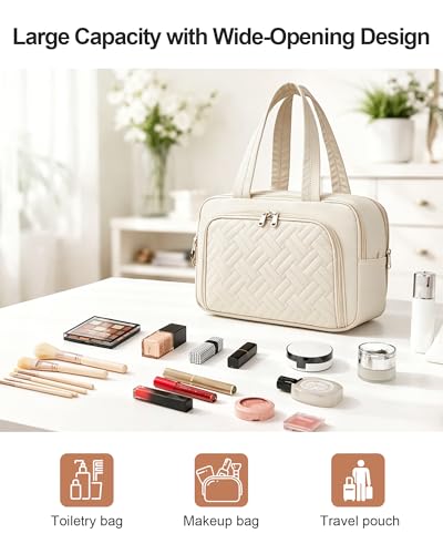 Kono Carry On Luggage Airline Approved with Spinner Wheels TSA Lock - color: Cream White, size: 20-inch/Tb