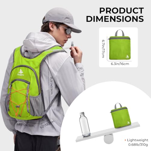 14L Small Hiking Backpack, Packable Travel Daypack for Men Women - color: Green