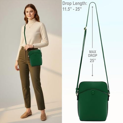 Small Crossbody Bag with Gold Hardware, Mini Shoulder Purse with Adjustable Strap - color: Kelly Green