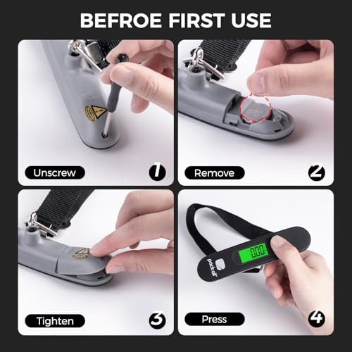 pack all Digital Luggage Scale for Travel, 110Lbs Capacity, 0.1Lb Precision - color: Black