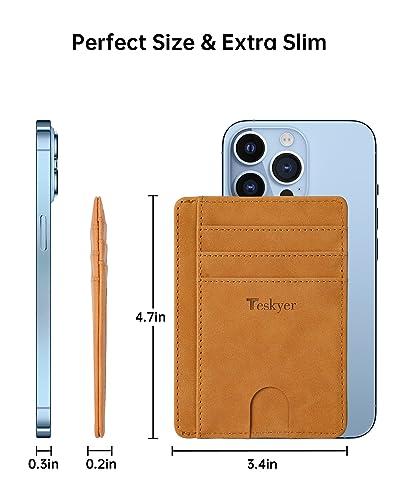 Teskyer Slim Minimalist Wallet for Men, RFID Front Pocket Card Holder - color: Y98 - Khaki