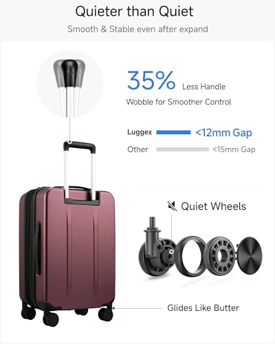 LUGGEX Front Pocket Expandable Carry On Luggage, Cherry, 20" - color: Cherry, size: 20 Inch