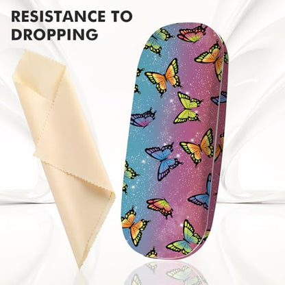 Glasses Case Hard Shell,Portable Protective Eyeglasses Case, Eyeglass Holder Box with Cleaning Cloth,for Women Men - color: Butterfly 1