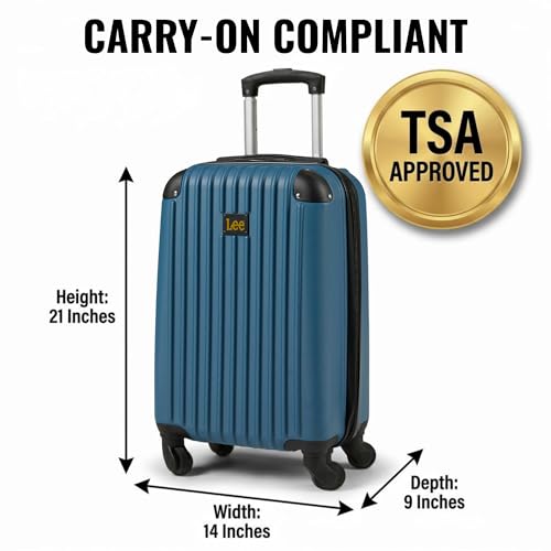 Lee Carry On Luggage with Wheels, 21" TSA Approved Hard Shell Suitcase - color: Navy