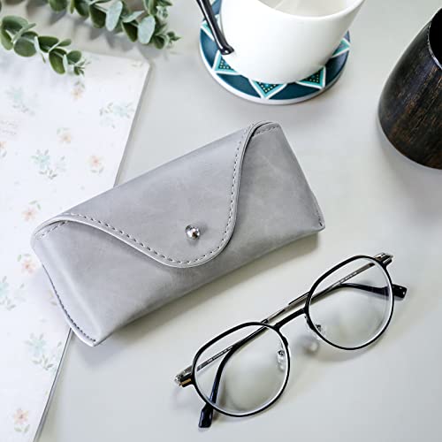 LogHog Portable Leather Glasses Case,Flexible Sunglasses Pouch Slim Case for Women Men Horizontal Eyeglass Case - color: Gray