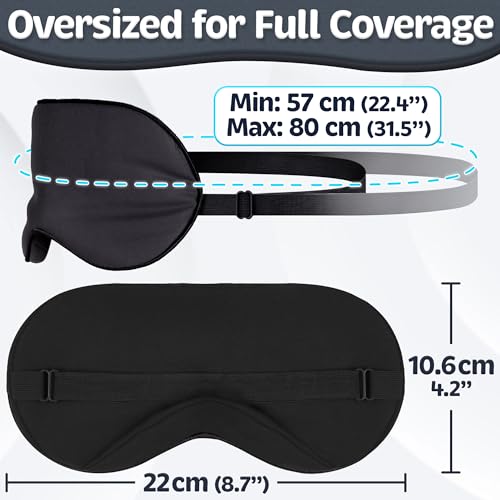 Sleep Mask - Black, 100% Tencel Derived from Natural Wood Pulp - Lightweight Eye Mask with Adjustable Strap - Blackout Blindfold for Women & Men - Comfortable Light Blocking Eye Cover - color: 100% Tencel, Black