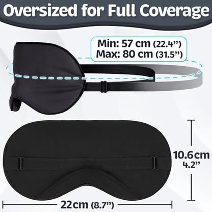 Sleep Mask - Black, 100% Tencel Derived from Natural Wood Pulp - Lightweight Eye Mask with Adjustable Strap - Blackout Blindfold for Women & Men - Comfortable Light Blocking Eye Cover - color: 100% Tencel, Black