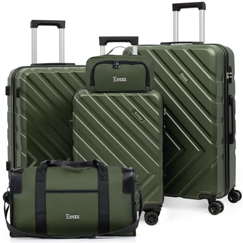 Eeeza Luggage Sets,5 Piece (20"/24"/28"/DB/TB) Green - color: Olive