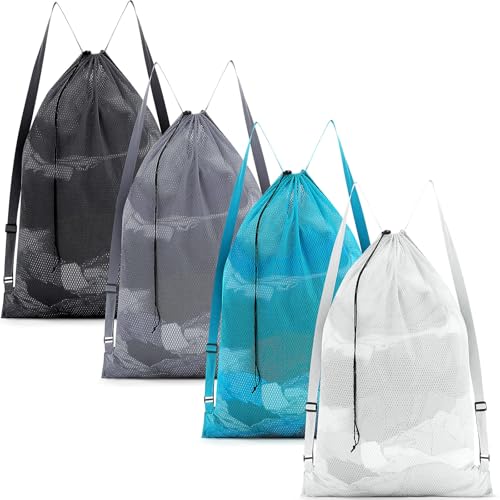 4 Pcs Large Mesh Laundry Bag with Adjustable Drawstring Closure 24 x 36 Inches Travel Laundry Bags for Dirty Clothes Machine Travel Washable College Dorm Sports (Classic) - color: Classic
