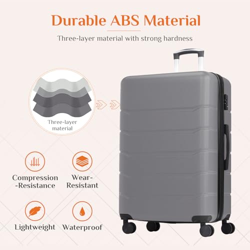 Sweetcrispy 20 Inch Carry On Luggage, Suitcase with Spinner Wheels - color: Dark Grey, size: 20 Inch