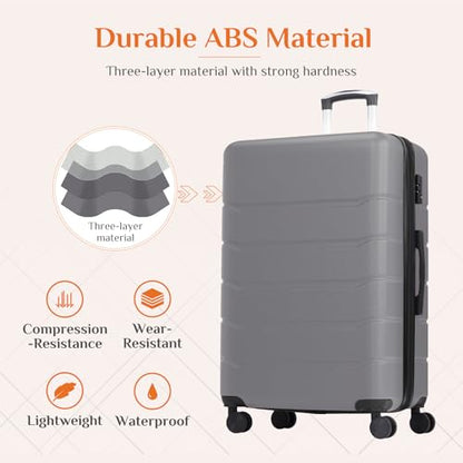 Sweetcrispy 3 Piece Luggage Set, Expandable Suitcase with Spinner Wheels - color: Dark Grey, size: 3-Piece Set (20/24/28 Inch)