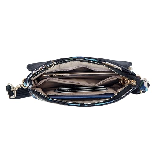 Travelon Anti-Theft Addison Convertible Crossbody/Belt Bag - color: Midnight Floral