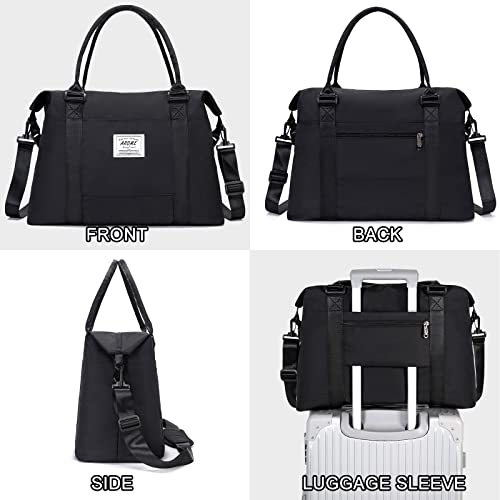 AROME Weekender Bags for Women, Travel Duffel Bag Overnight Weekend Bag - color: Black