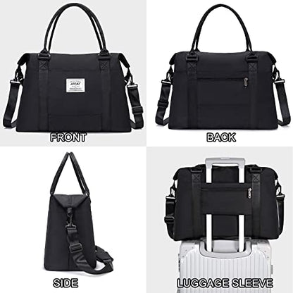 AROME Weekender Bags for Women, Travel Duffel Bag Overnight Weekend Bag - color: Black