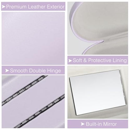 MoKo Double Eyeglass Case,Glasses and contact case 2 in 1 with Mirror - color: Ac-lilac
