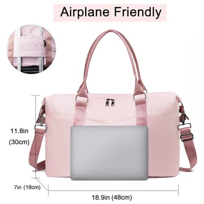 Gym Bag with Wet Pocket, Foldable Travel Duffle Bag Carry On Weekender Bags for Women, Waterproof Overnight Bag for Travel, Gym, Yoga - color: A0-Gray