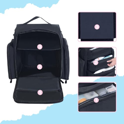 Large Makeup Bag Organizer with 3 Inner Removable Pouches,Black - color: Black
