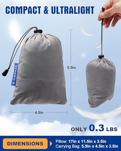 Inflatable Camping Pillow – Ultralight Compact Travel Pillow, Picnic-Blue - color: Blue