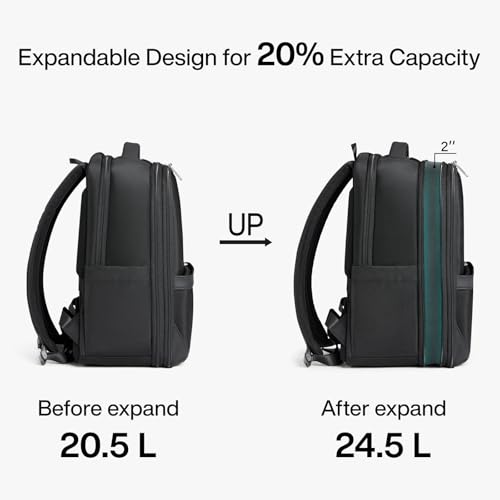 Hanke Expandable Travel Backpack 16 Inch, Full-Open Laptop Backpack, Black - color: Black, size: 16 Inch