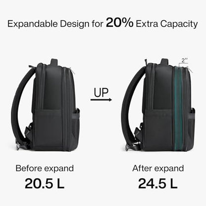 Hanke Expandable Travel Backpack 16 Inch, Full-Open Laptop Backpack, Black - color: Black, size: 16 Inch