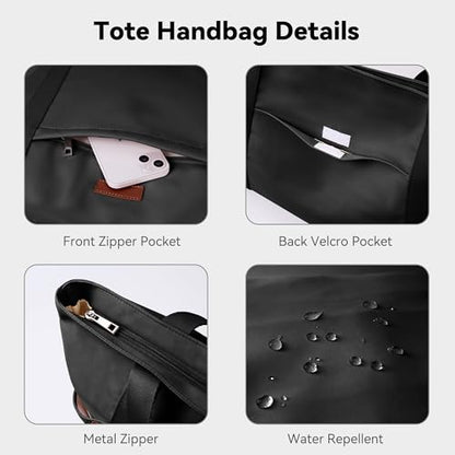Tote Bag for Women, 18L Large Capacity Hobo Handbags with Zipper - color: Black, size: Medium
