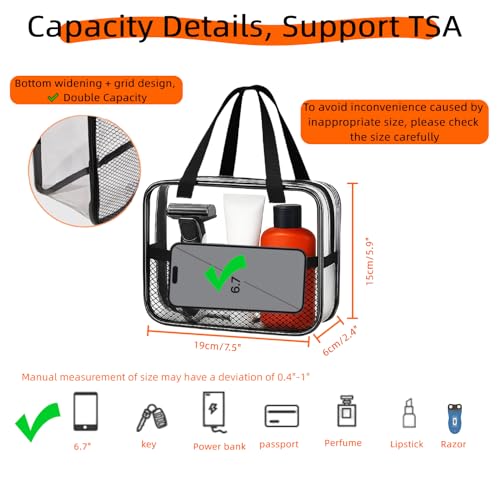 XEWEA 2PCS Small TSA Approved Clear Travel Toiletry Bags for Men Women, - color: 2PCS Small