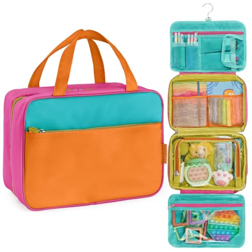 Kids Travel Organizer, Girls Bag With Hook, Toiletry and Makeup Bag, Large - color: CB Pink, size: Large