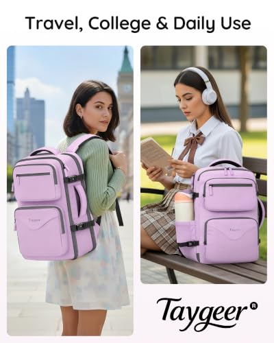 Taygeer Travel Backpack, Luggage Backpack with 15.6inch Laptop Compartment - color: Orchid Purple