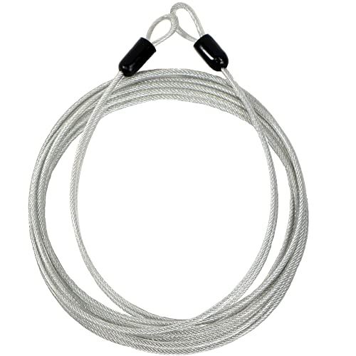 Lumintrail 3mm (1/8인치) 브레이드 스틸 코팅 보안 케이블 수하물 잠금 안전 케이블 와이어 더블 루프 (4.6m(15피트) - size: 15-FT (1 Pack)