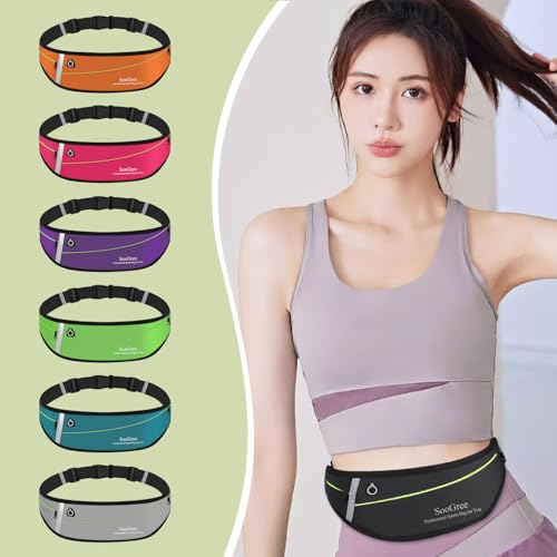 SooGree Slim Running Belt Fanny Packs for Women Men,Water Bottle Holder Hydration Fanny Pouch,Waterproof Sport Waist Pack with Reflective Strip,Runner Belt Bag for Running Cycling Camping Gym (Pink) - color: Pink
