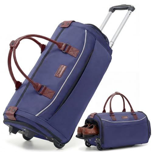 Fanwoli Carry-On Rolling Garment Bag with Wheels, Suit Travel Bag - color: Blue
