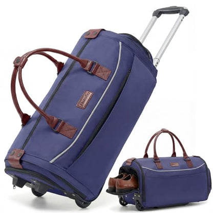Fanwoli Carry-On Rolling Garment Bag with Wheels, Suit Travel Bag - color: Blue