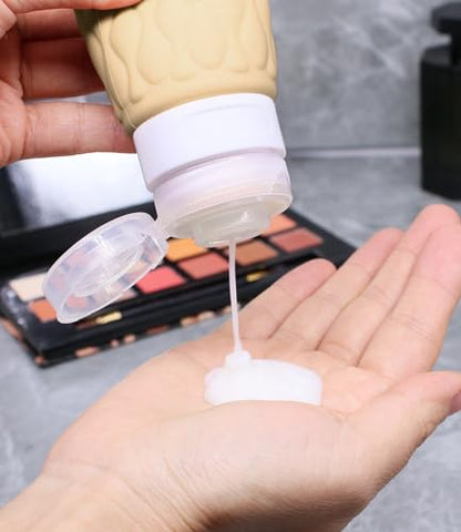 3.4oz Silicone Travel Bottles for Toiletries Refillable Liquid Accessories - color: Muted Cloudy-3.4oz