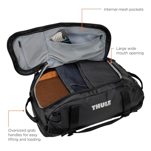 Thule Chasm Duffel bag, Weather-resistant materials, Easy packing, Converts to backpack, Internal pockets, Travel-ready - color: Black, size: 40L