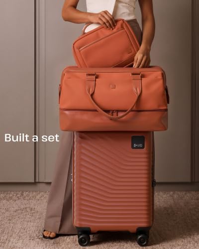 Coolife 3-Piece Carry-On Travel Set, 20-Inch Expandable Suitcase - color: Brown, size: 3-Piece Set (20''/Duffel/Toiletry Bag)