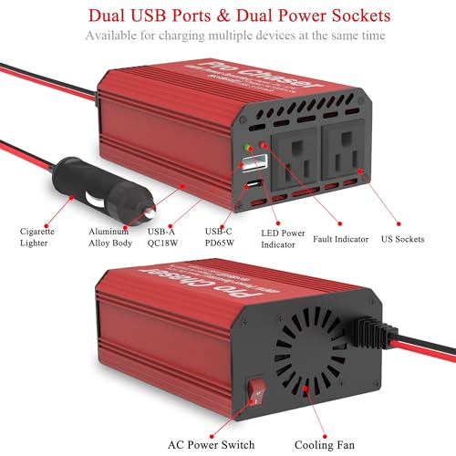 Pro Chaser 400W Power Inverters for Vehicles DC 12v to 110v AC Car Inverter