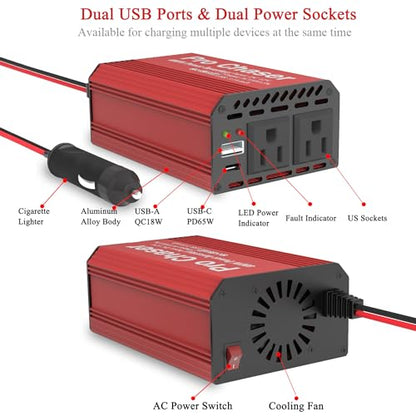 Pro Chaser 400W Power Inverters for Vehicles DC 12v to 110v AC Car Inverter