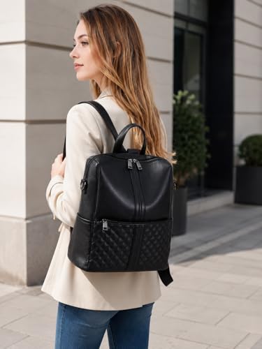sqlp Fashion Backpack Purse for Women Faux Leather Ladies Handbags - color: Black, size: Large