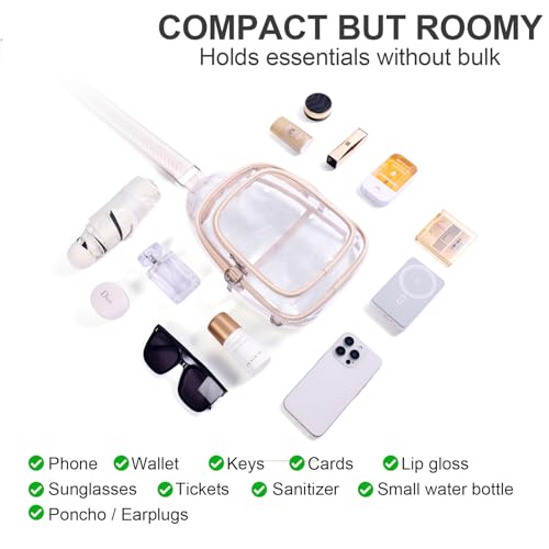Clear Sling Bag for Stadium Events, Stadium & Concert Approved Crossbody - color: Beige