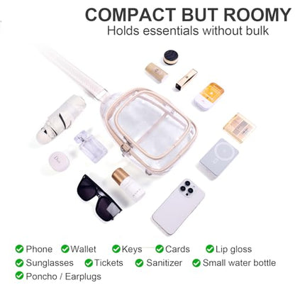 Clear Sling Bag for Stadium Events, Stadium & Concert Approved Crossbody - color: Beige