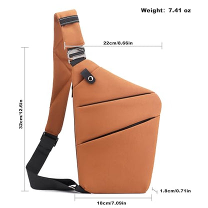 Anti Theft Travel Bag Sling Cross-body Bag Large Capacity - color: Brown, style: Left Shoulder
