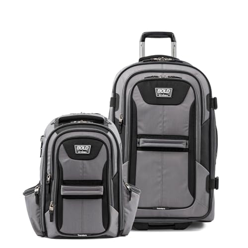 Travelpro Bold Softside Checked Medium Luggage & Backpack Set, Grey/Black - color: Grey, size: Medium
