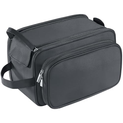 Buruis Extra Large Toiletry Bag for Men, PU Leather Travel Dopp Kit, Black - color: Black