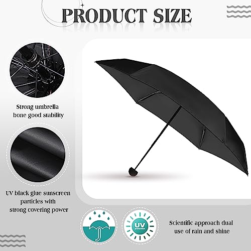 12 Pcs Travel Mini Umbrellas for Purse Bulk Folding Compact Lightweight Windproof UV Pocket Collapsible Umbrella for Kids Backpack Rain Wedding Party Women Girls - color: Black