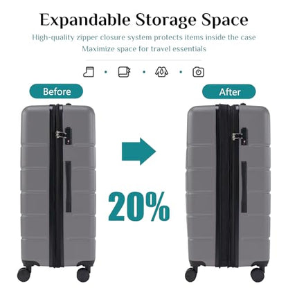 OLIXIS 24 Inch Luggage, Hardside Suitcase with Spinner Wheels, Lightweight ABS Hard Shell Checked Luggage, TSA Approved Lock, Expandable Medium Suitcase for Travel & Business–Deep Grey - color: Deep Grey, size: 24 IN